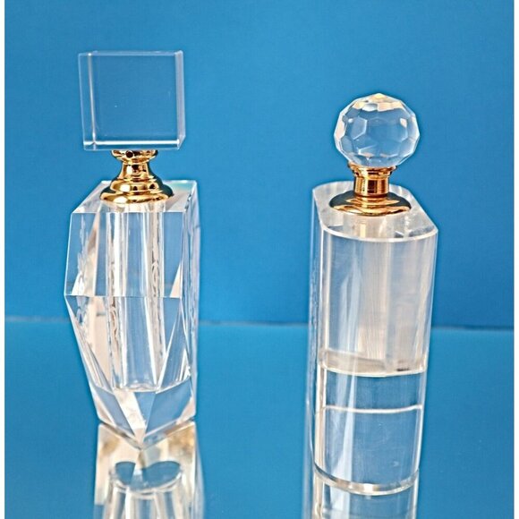 Damask Etched Perfume Bottle 2 Cologne Bottles Vintage - Picture 6 of 6